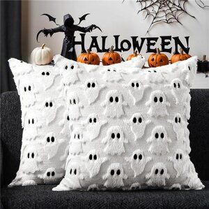 Halloween Pillow Covers 18x18 inch Set of 2 White Ghost Throw Pillow